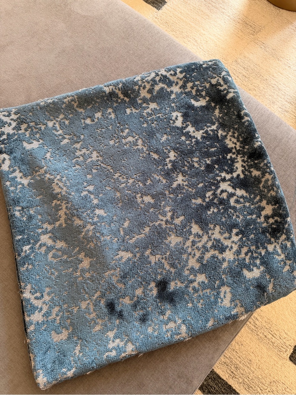 West Elm Blue Textured Velvet Pillow Cover 20x20